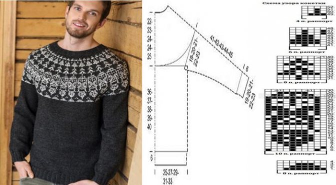 Мужской пуловер спицами. Схемы с описанием вязания свитера для начинающих. Видео