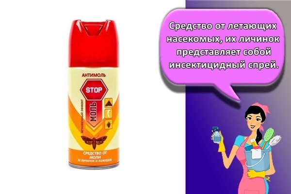 Средство от летающих насекомых, их личинок представляет собой инсектицидный спрей