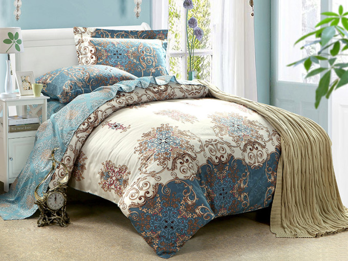 голубое постельное белье